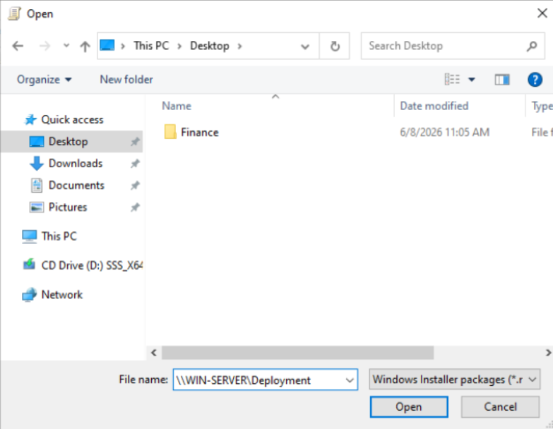 Using UNC path in package find